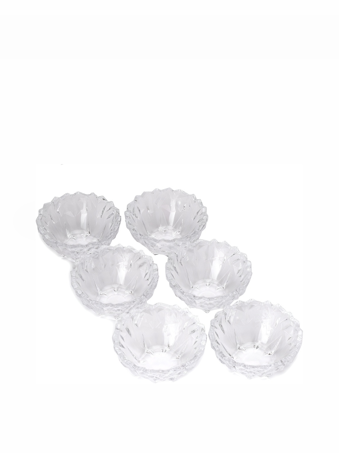 

Afast Transparent 6 Pieces Textured Glass Dishwasher Safe Serving Bowls