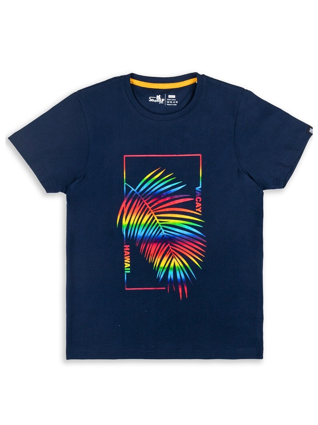 

Souped Up Fashion Boys Hawaii Graphic Printed Pure Cotton T-shirt, Navy blue