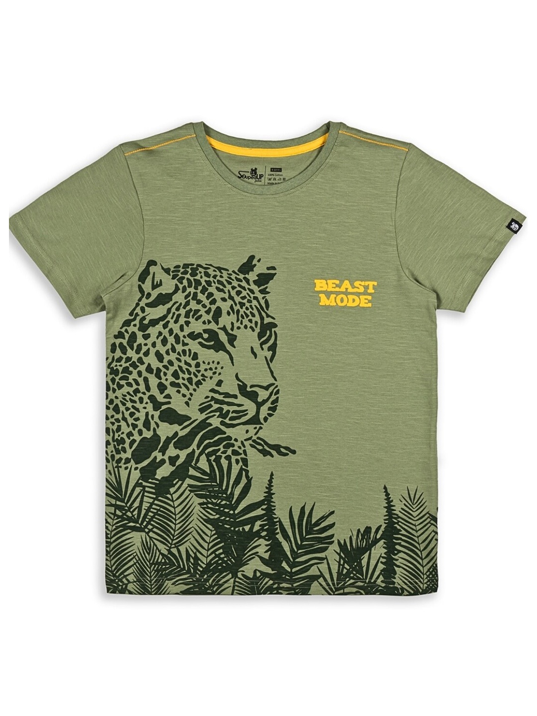 

Souped Up Fashion Boys Beast Graphic Printed Pure Cotton T-shirt, Green