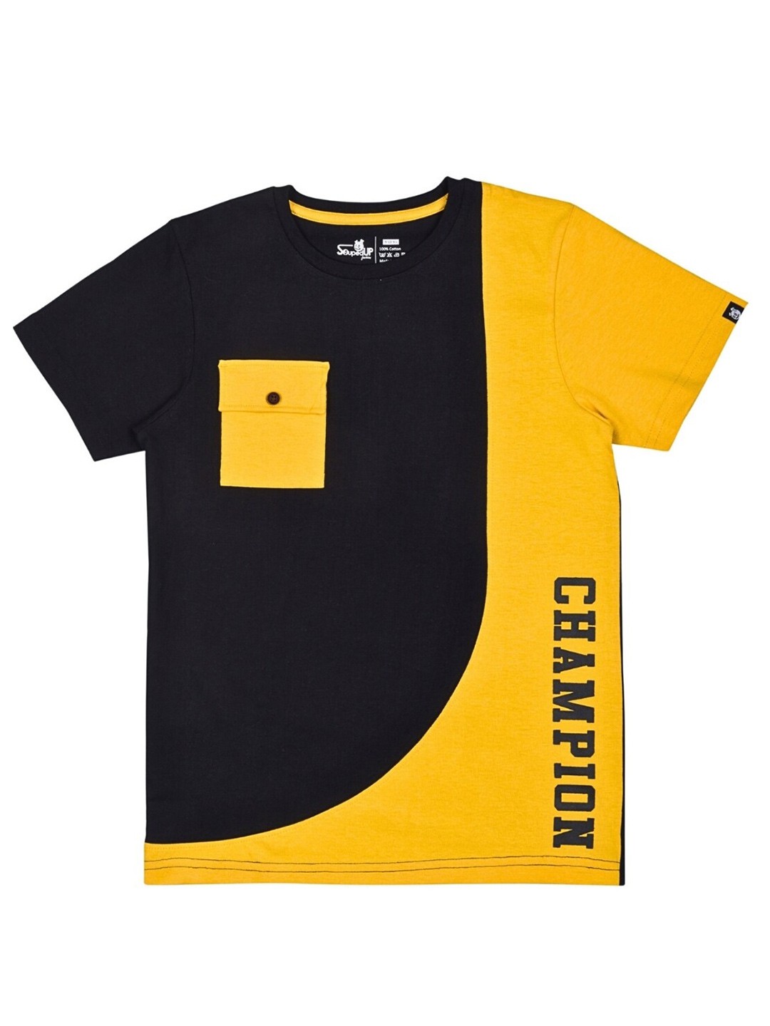 

Souped Up Fashion Boys Colourblocked Pure Cotton T-shirt, Black