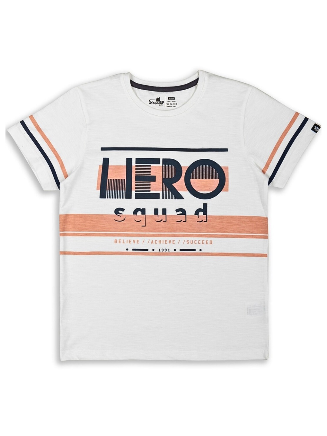 

Souped Up Fashion Boys Hero Squad Printed Pure Cotton T-shirt, White