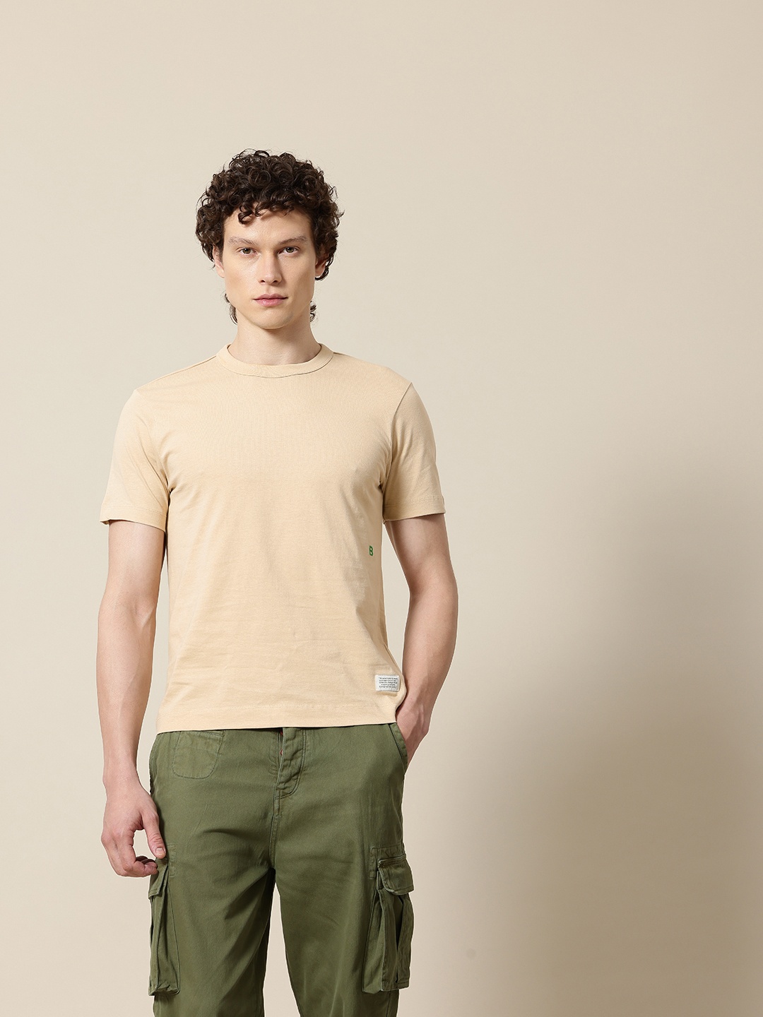 

Mr Bowerbird Pure Cotton Tailored Fit Plan B T-shirt, Beige