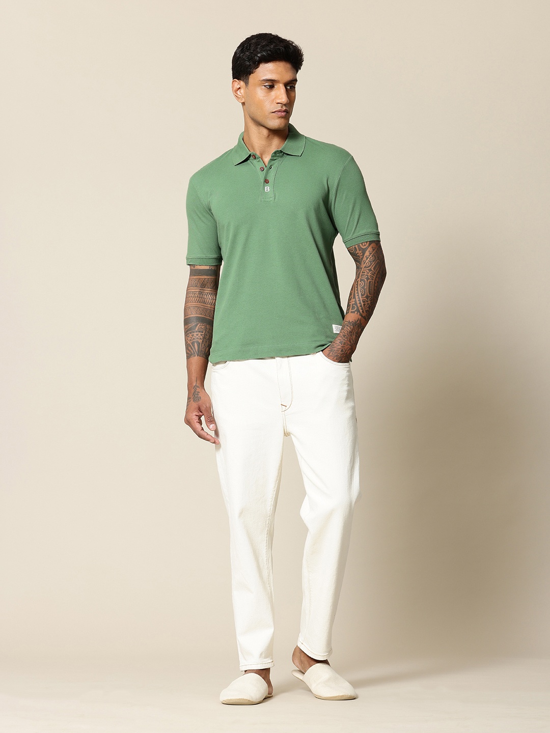 

Mr Bowerbird Polo Collar Tailored Fit T-shirt, Green