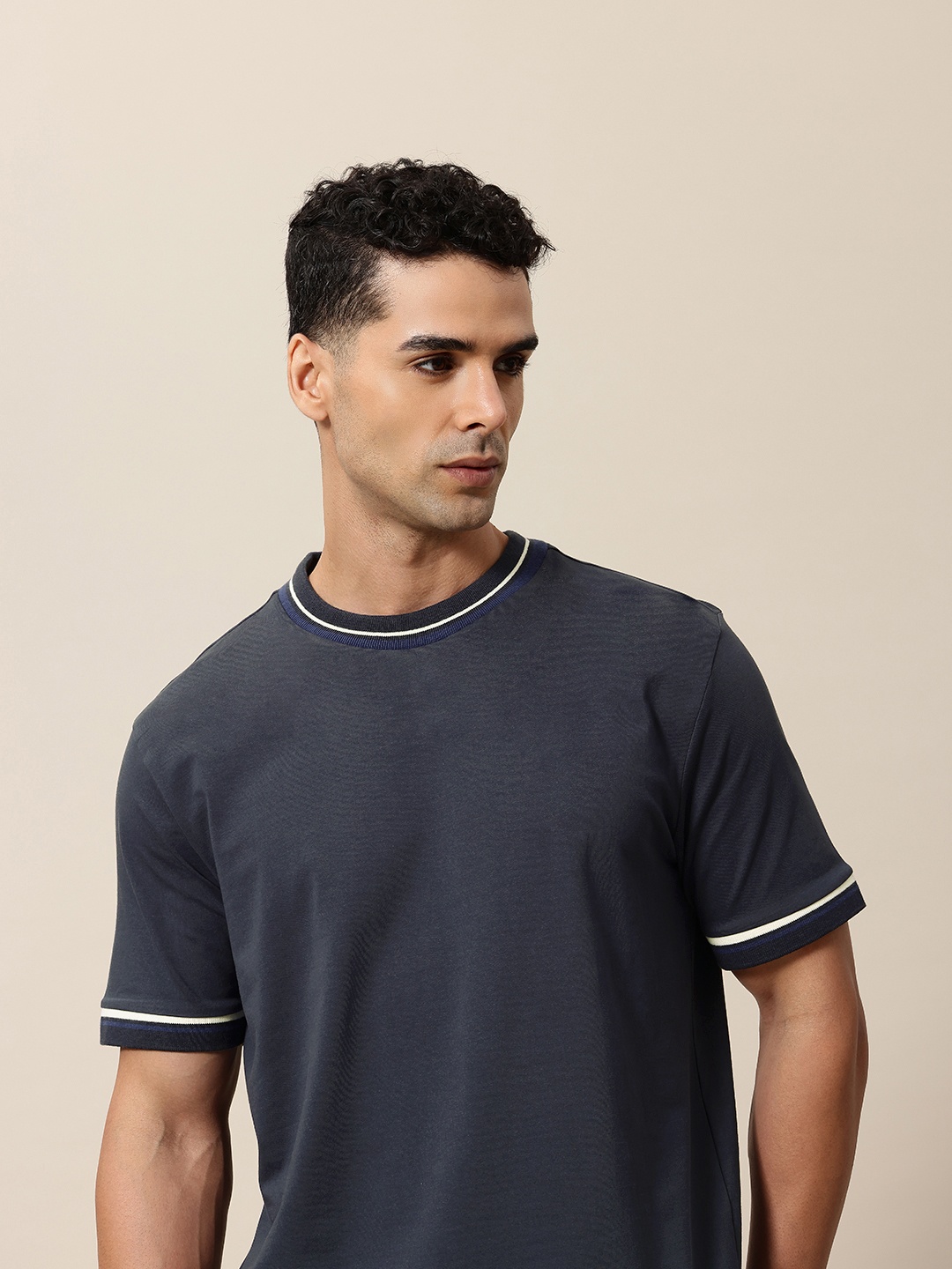 

Mr Bowerbird Liberal Fit Tipping Casual T-shirt, Navy blue