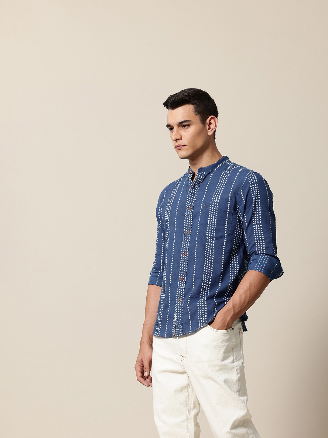 

Mr Bowerbird Striped Organic Cotton Tailored Fit Opaque Casual Shirt, Blue