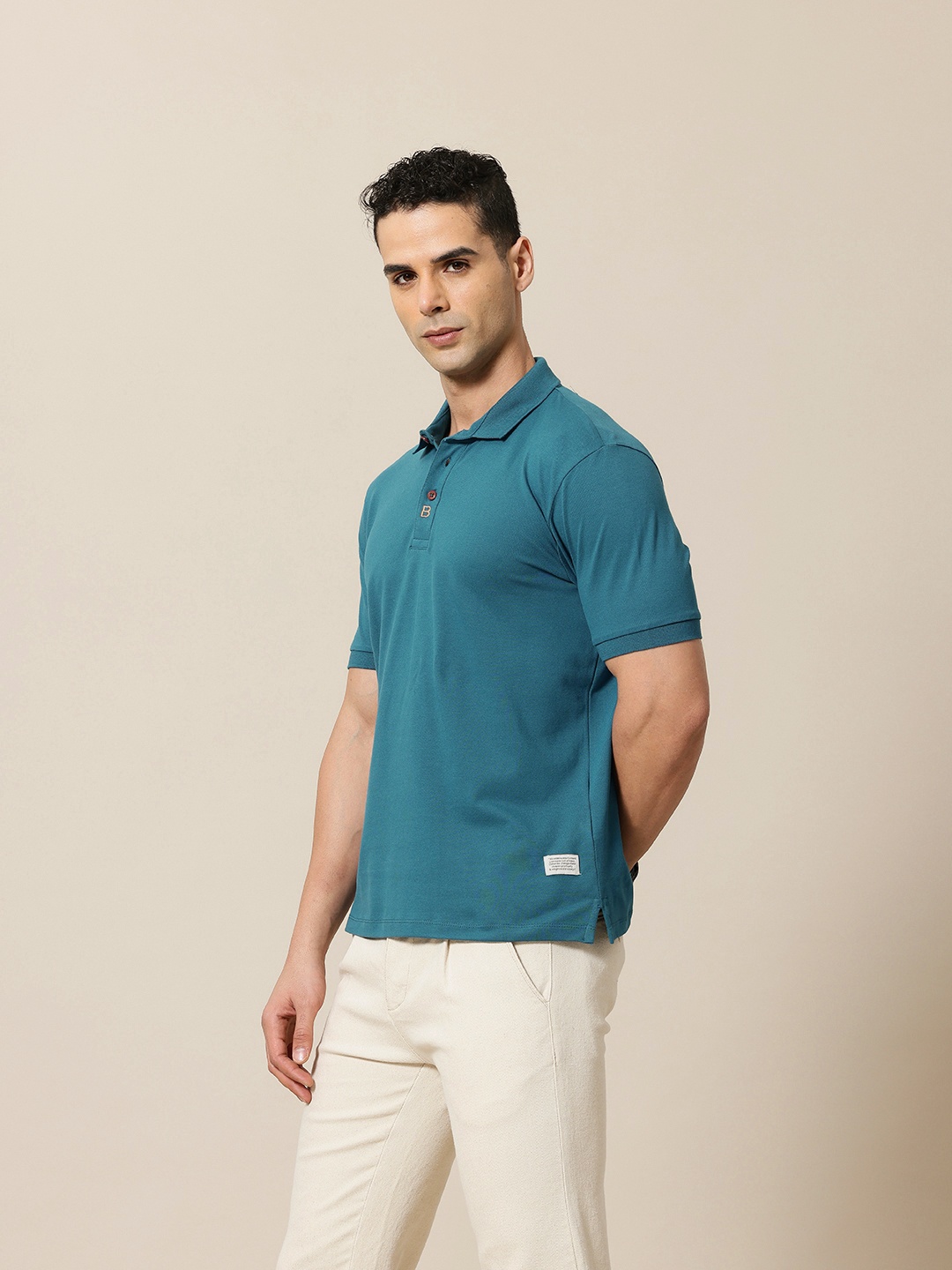 

Mr Bowerbird Polo Collar Tailored Fit Casual T-shirt, Teal