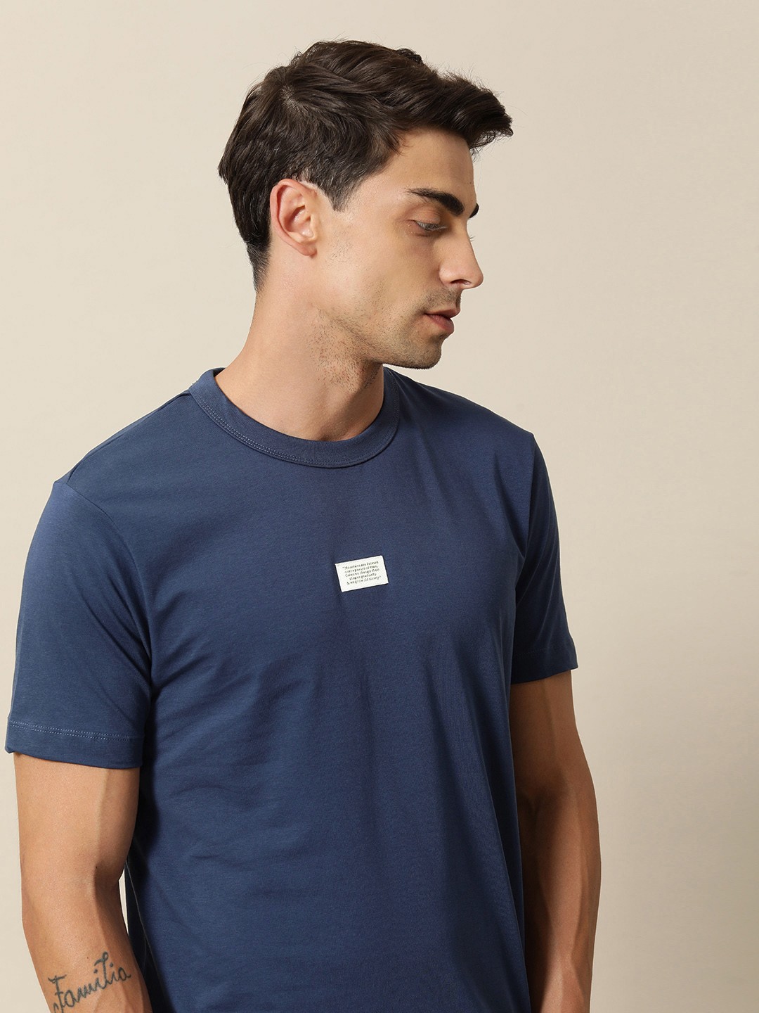 

Mr Bowerbird Round Neck Tailored Fit Philsosophy Muscle T-shirt, Navy blue