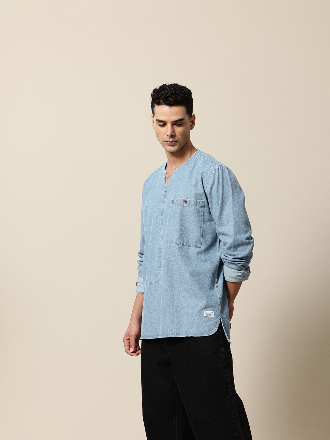 

Mr Bowerbird Denim Oversized Casual Shirt, Blue