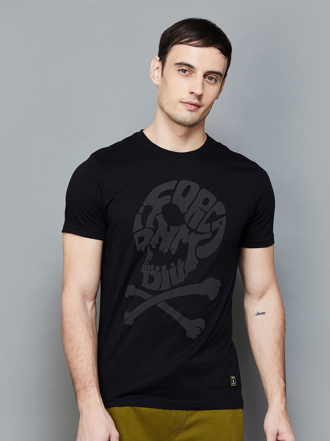 

Forca Graphic Printed Slim Fit Cotton T-shirt, Black