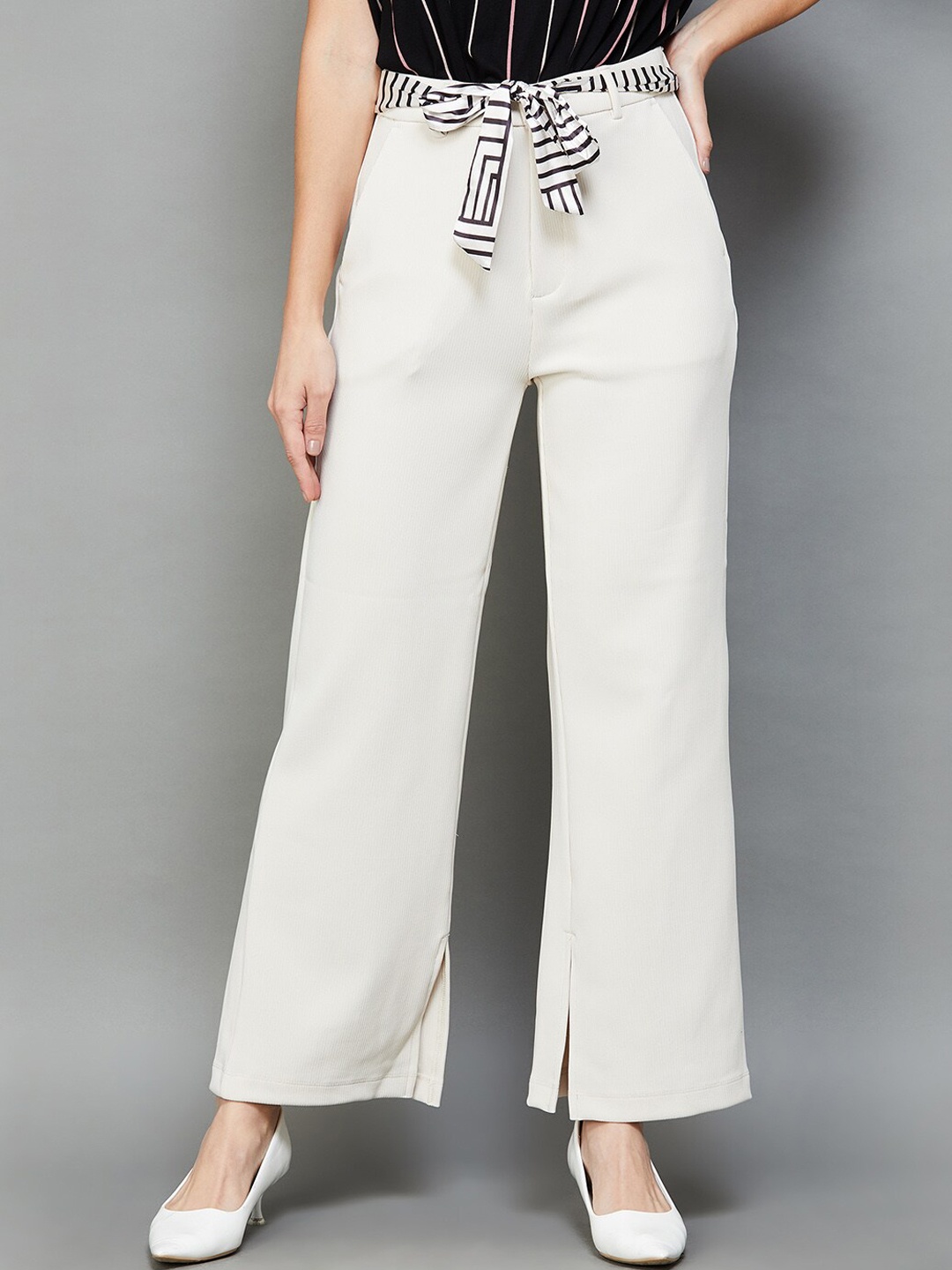 

CODE by Lifestyle Women Mid Rise Parallel Trousers, Beige