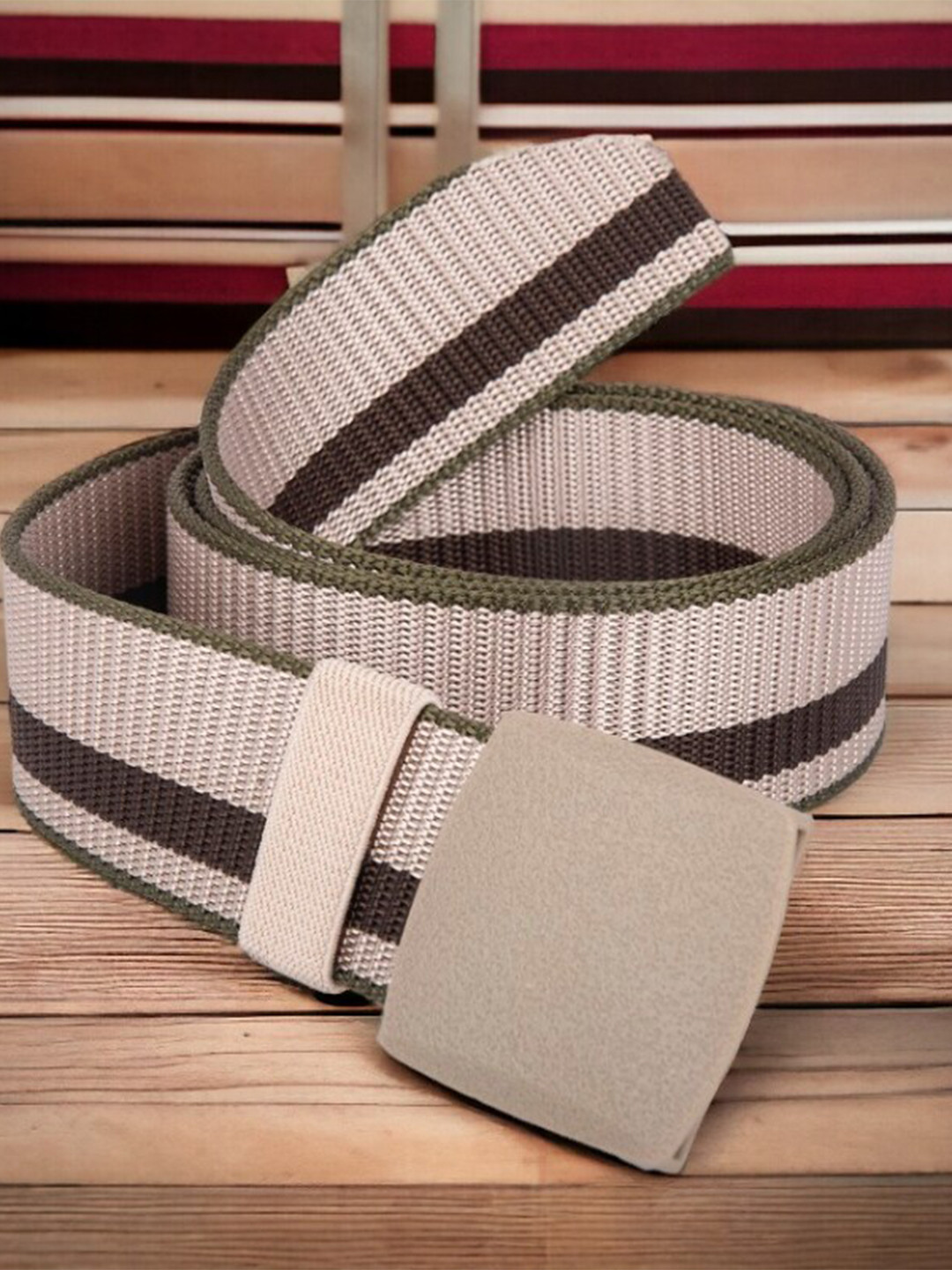

Kastner Men Striped Casual Belt, Beige