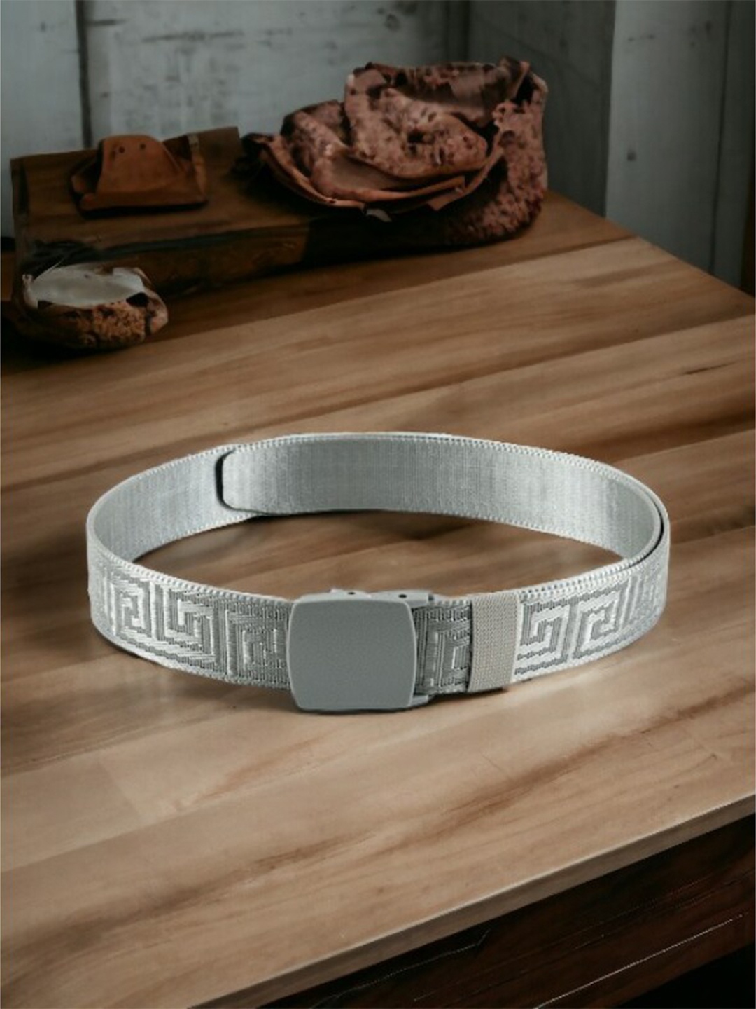 

Kastner Men Woven Designed Belt, Silver