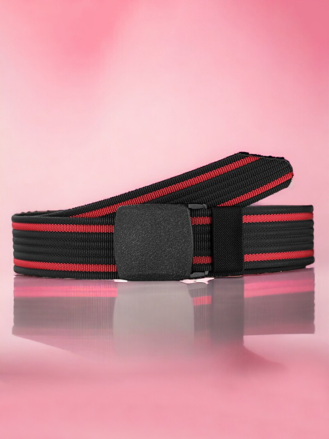 

Kastner Men Canvas Striped Wide Belt, Black