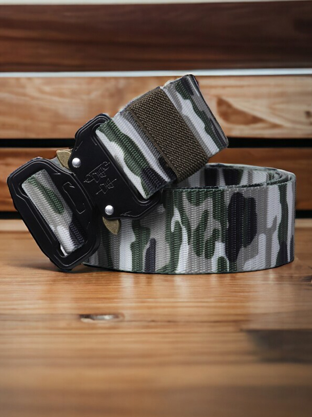 

Kastner Abstract Printed Canvas Wide Belt, White