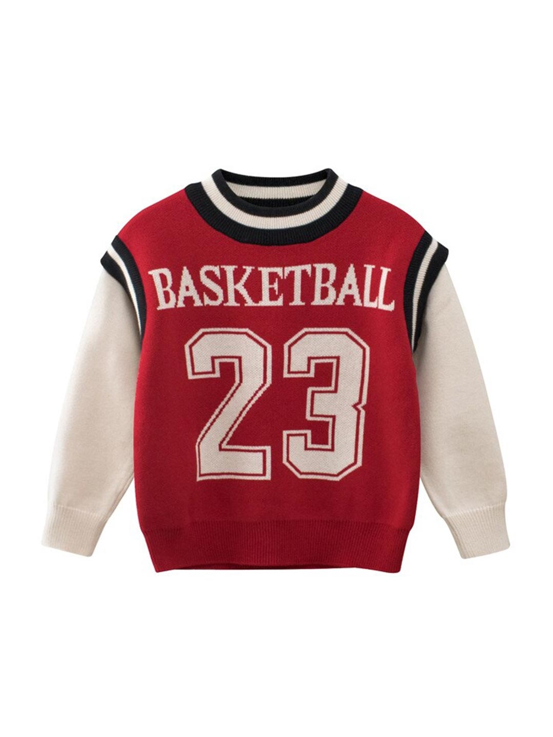 

StyleCast Boys Red & Cream-Coloured Typography Printed Cotton Pullover Sweater