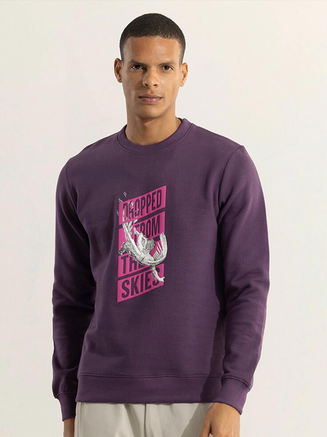 

Snitch Purple Typographic Printed Pure Cotton Sweatshirt