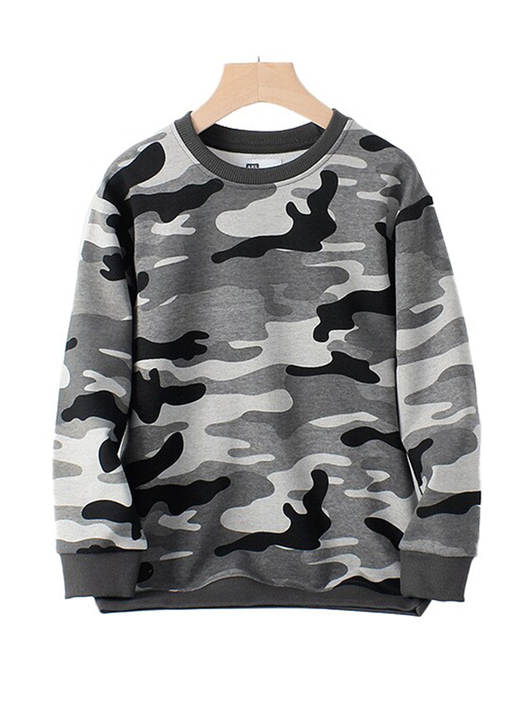 

StyleCast Boys Grey Camouflage Printed Cotton Pullover Sweatshirt