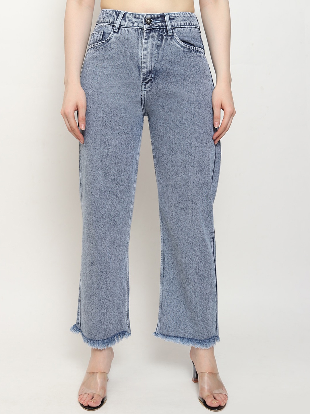 

LIVE OK Women Straight Fit High-Rise Jeans, Blue