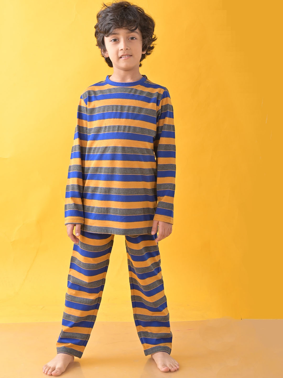

Anthrilo Boys Striped Night Suit, Blue