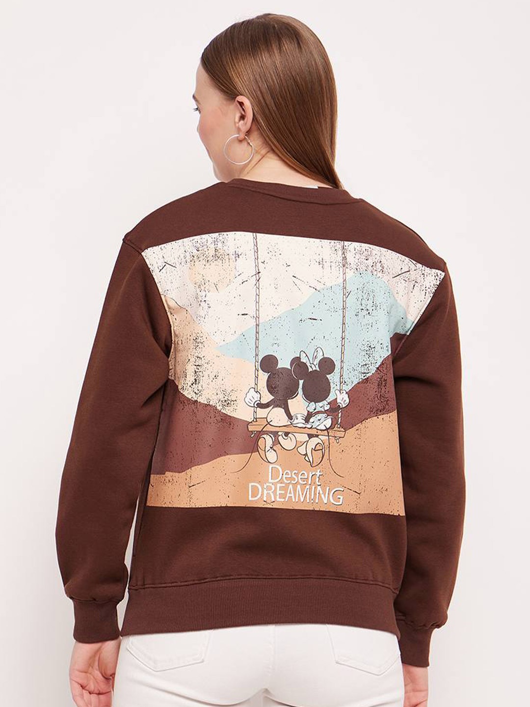 

Madame Graphic Printed Cotton Sweatshirt, Coffee brown