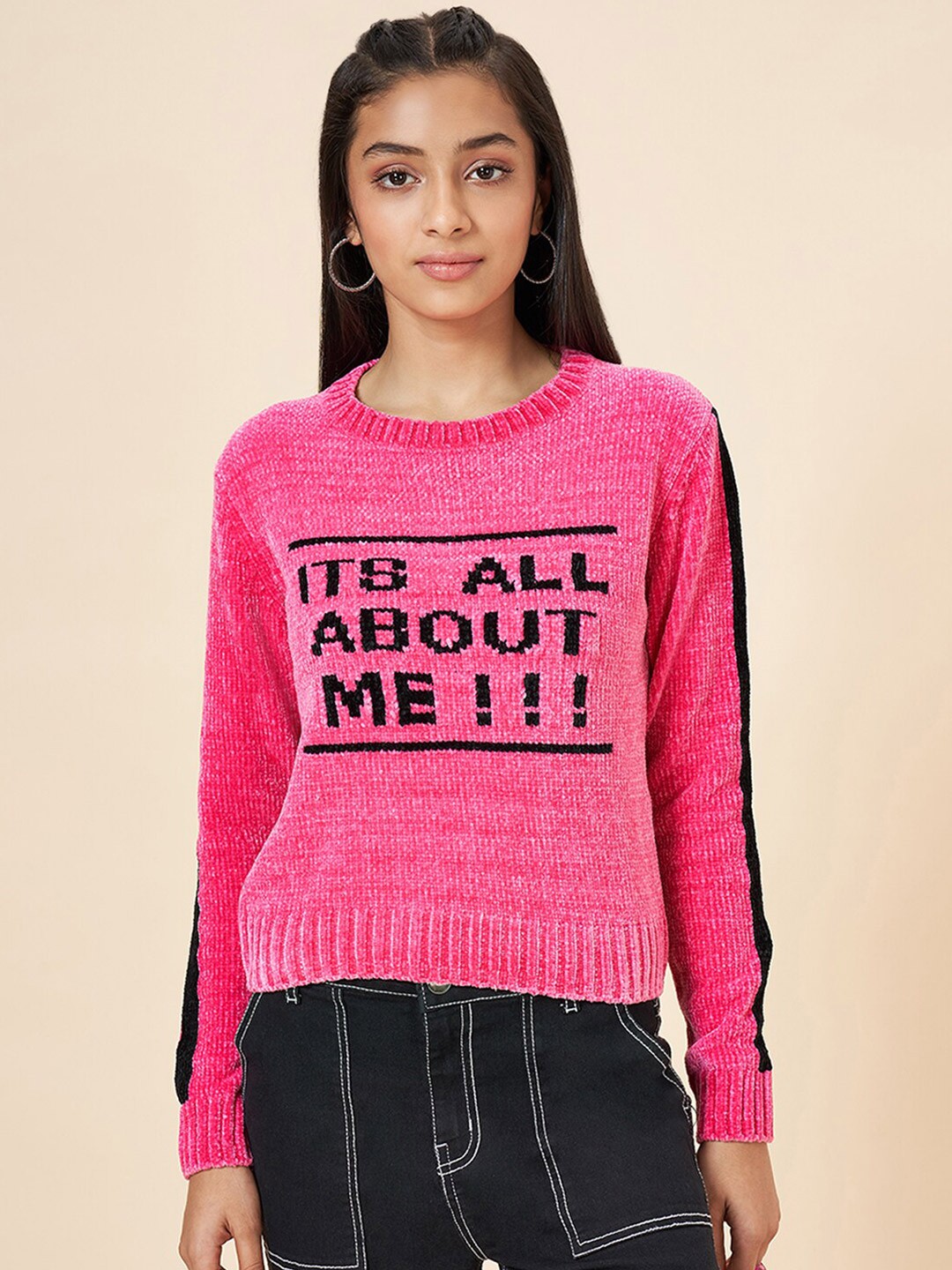 

Coolsters by Pantaloons Girls Typographic Printed Sweaters, Fuchsia