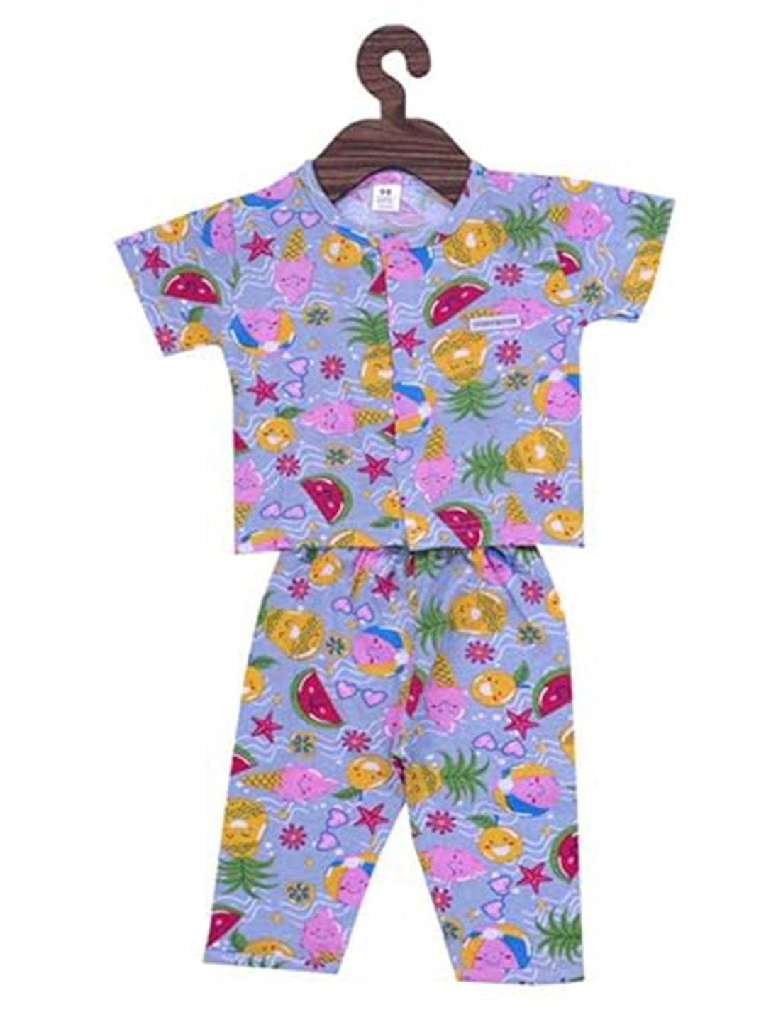

BAESD Kids Conversational Printed Top with Pyjamas, Violet