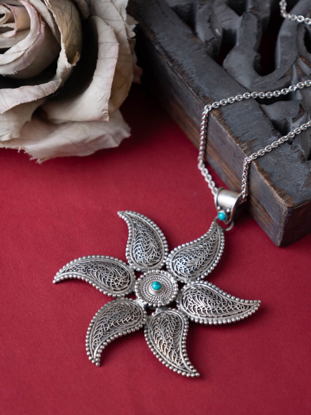 

Shyle 925 Sterling Silver Mizoya Design Blossom Flower Pendant With Chain