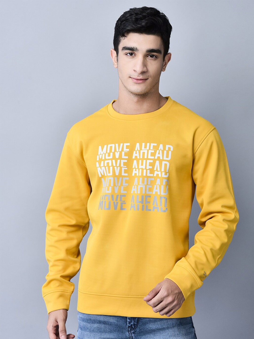 

Shiv Naresh Men Mustard Printed Sweatshirt
