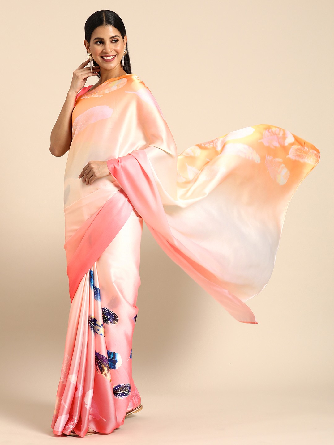 

LOOKNBOOK ART Ethnic Motifs Satin Saree, Pink