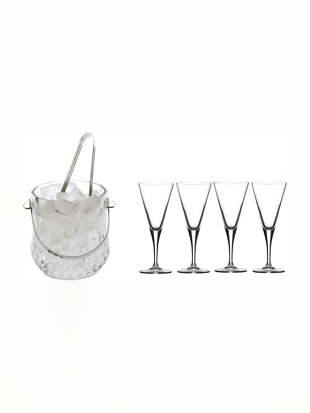 

Afast Transparent 5 Pcs Glass Ice Bucket With Martini Glasses