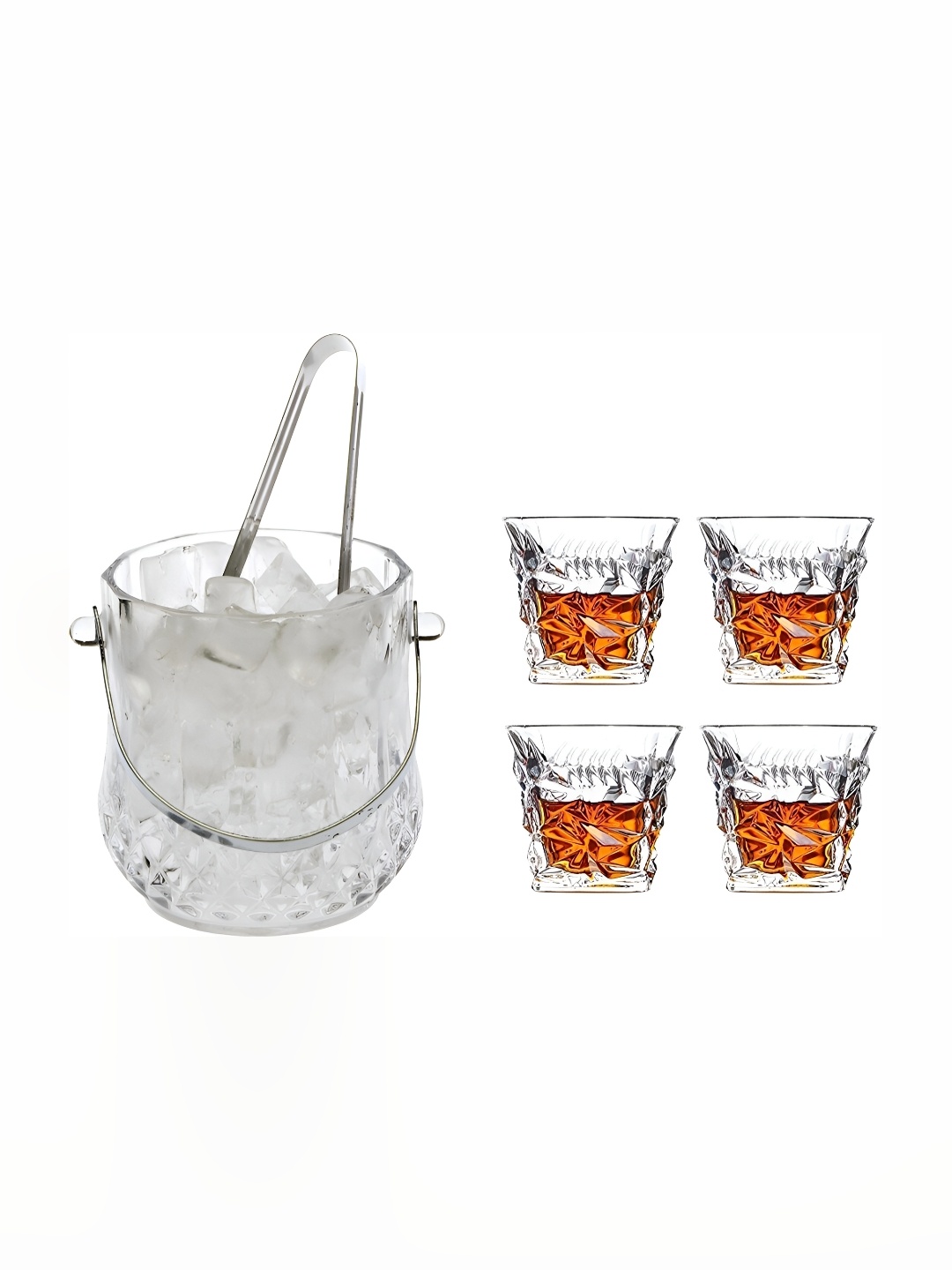 

Afast Transparent 5 Pcs Glass Ice Bucket With Glasses