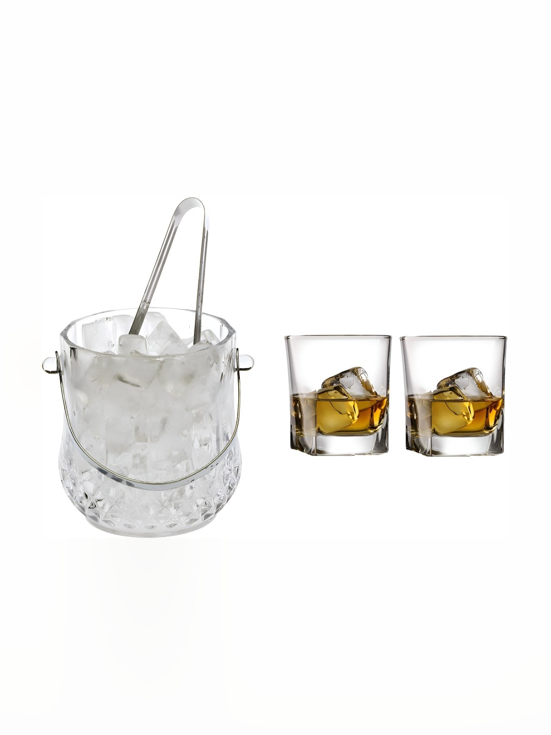 

Afast Transparent 3 Pcs Glass Ice Bucket With Glasses