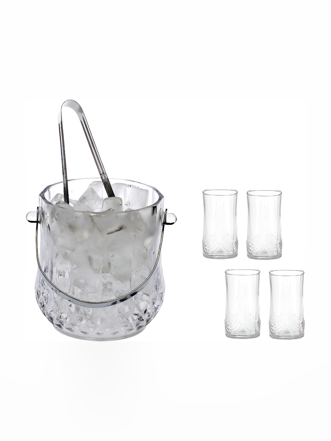

Afast Transparent 5 Pcs Glass Ice Bucket With Glasses