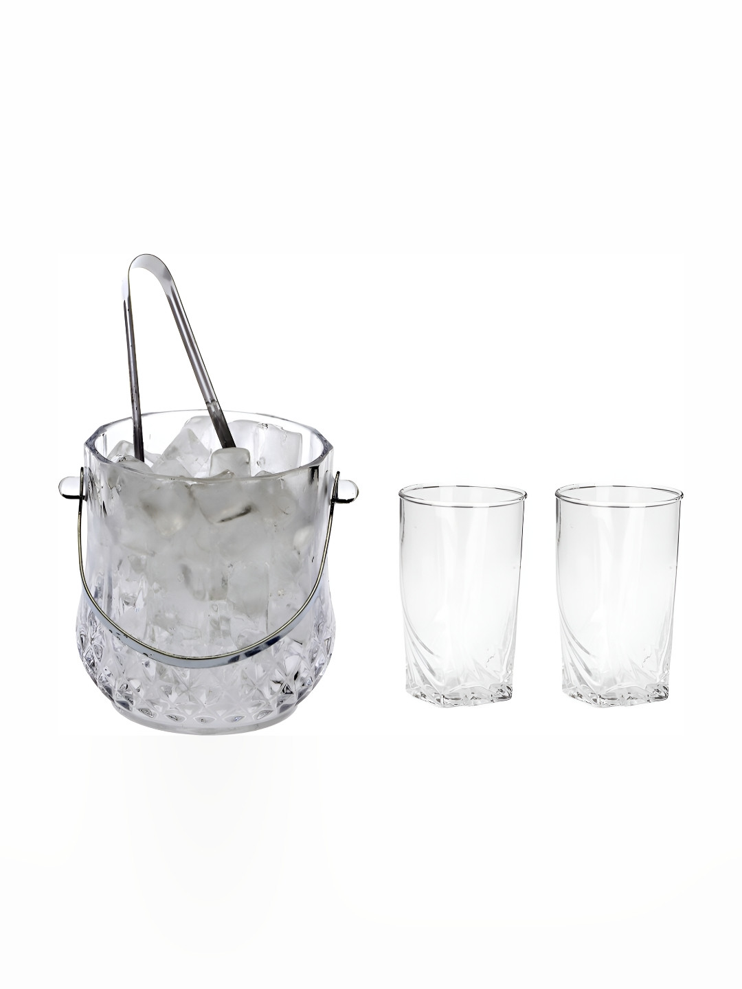 

Afast Transparent 3 Pcs & White Glass Ice Bucket & Glass