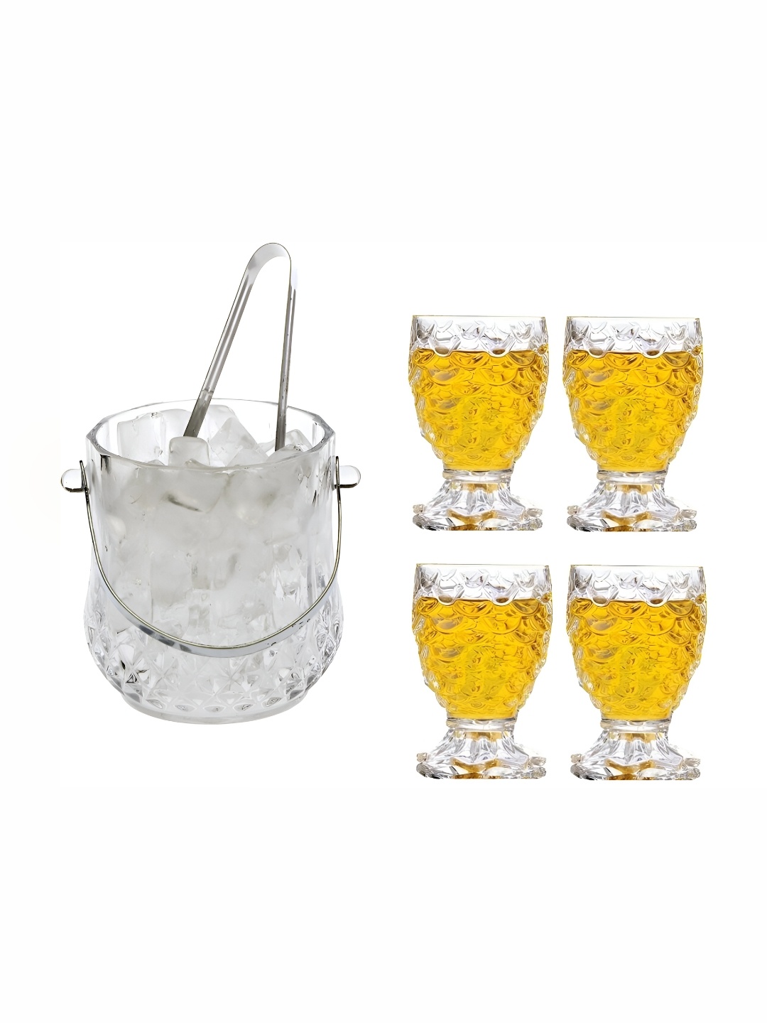 

Afast Transparent 5 Pcs Glass Ice Bucket With Glasses