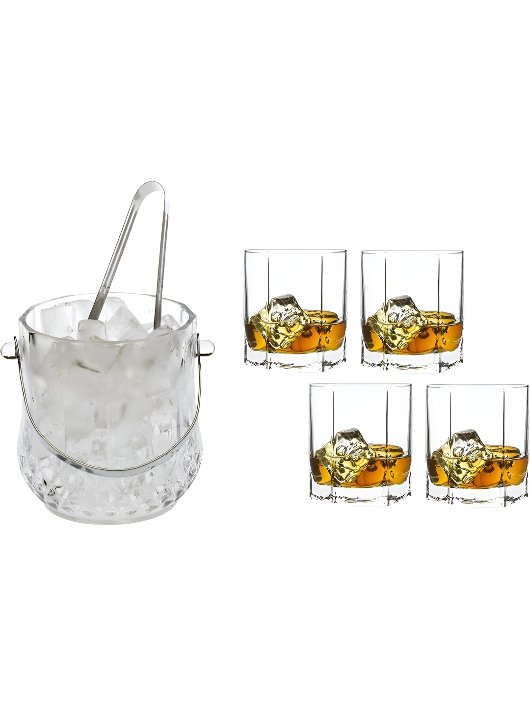 

Afast Transparent 5 Pcs Glass Ice Bucket With Glasses
