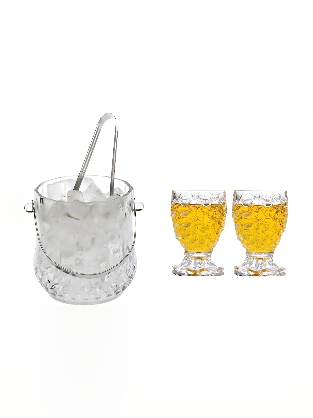 

Afast Transparent 3 Pcs Glass Ice Bucket With Glasses