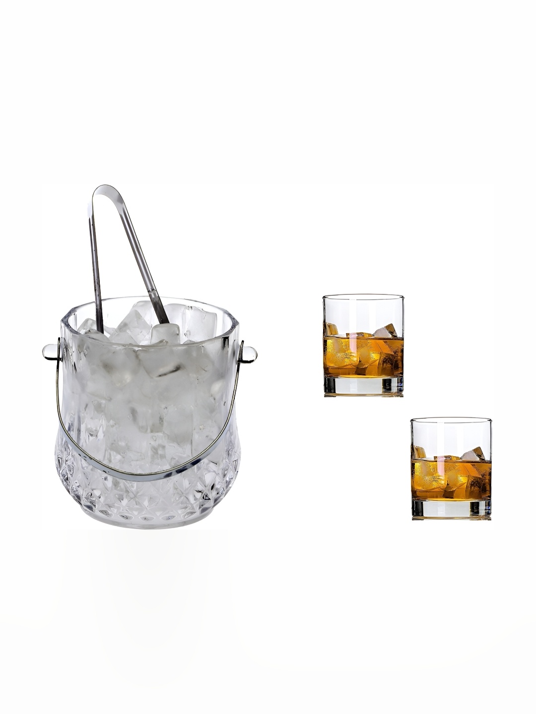 

Afast Transparent 3 Pcs Glass Ice Bucket With Glasses