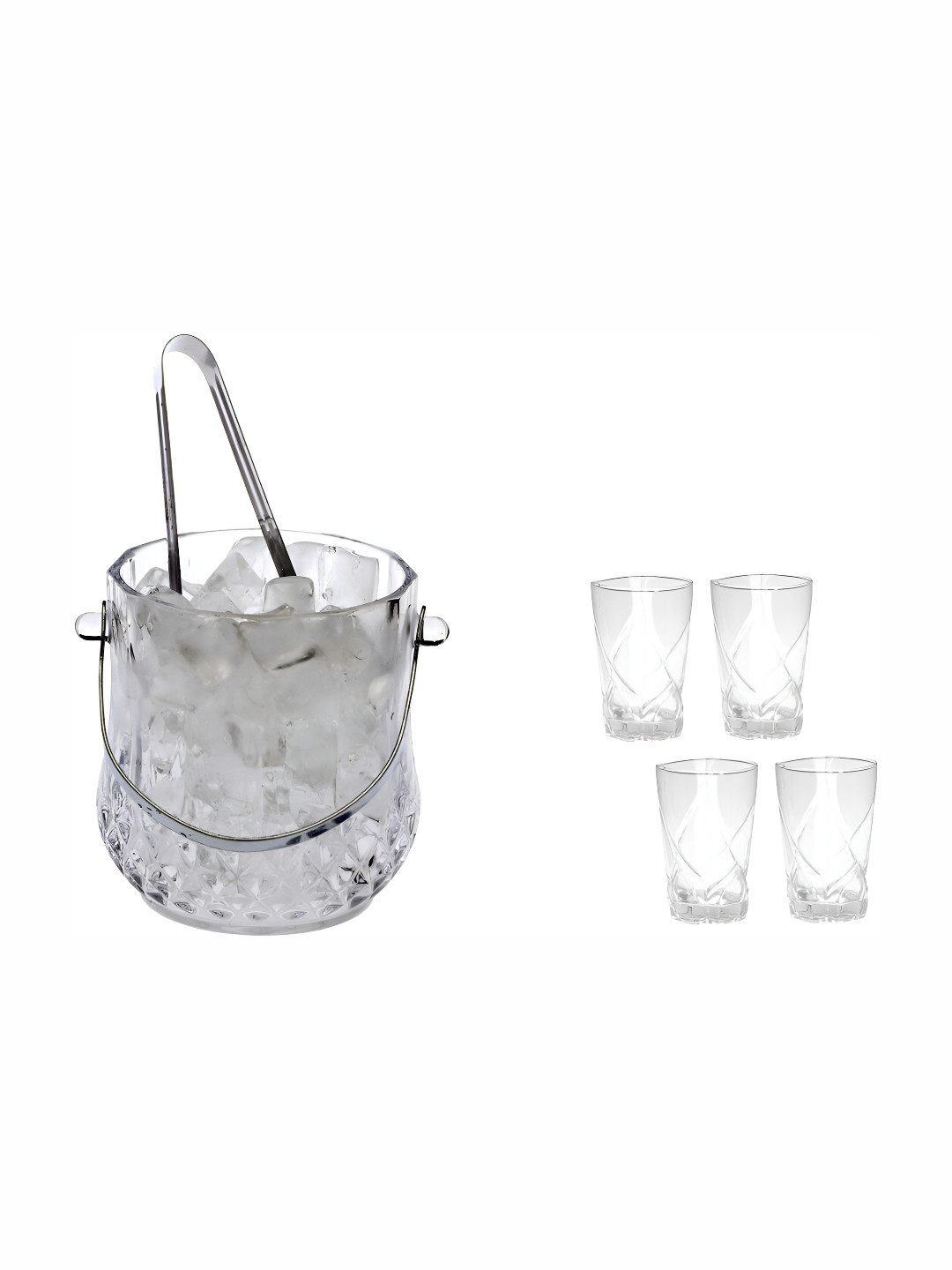 

Afast Transparent 5-Pcs Glass Ice Bucket With Glasses