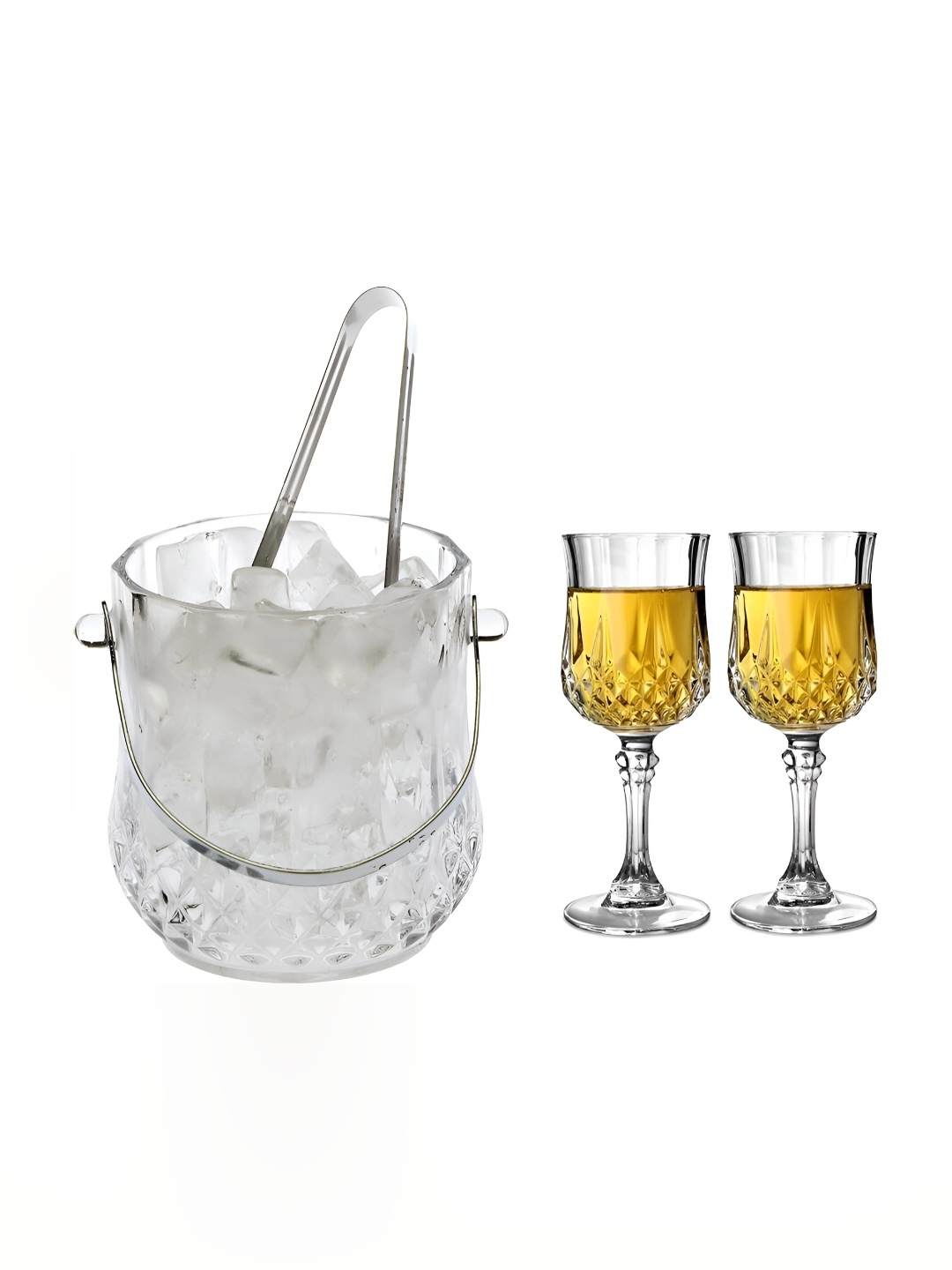 

Afast Transparent 3 Pcs Glass Ice Bucket With Glasses
