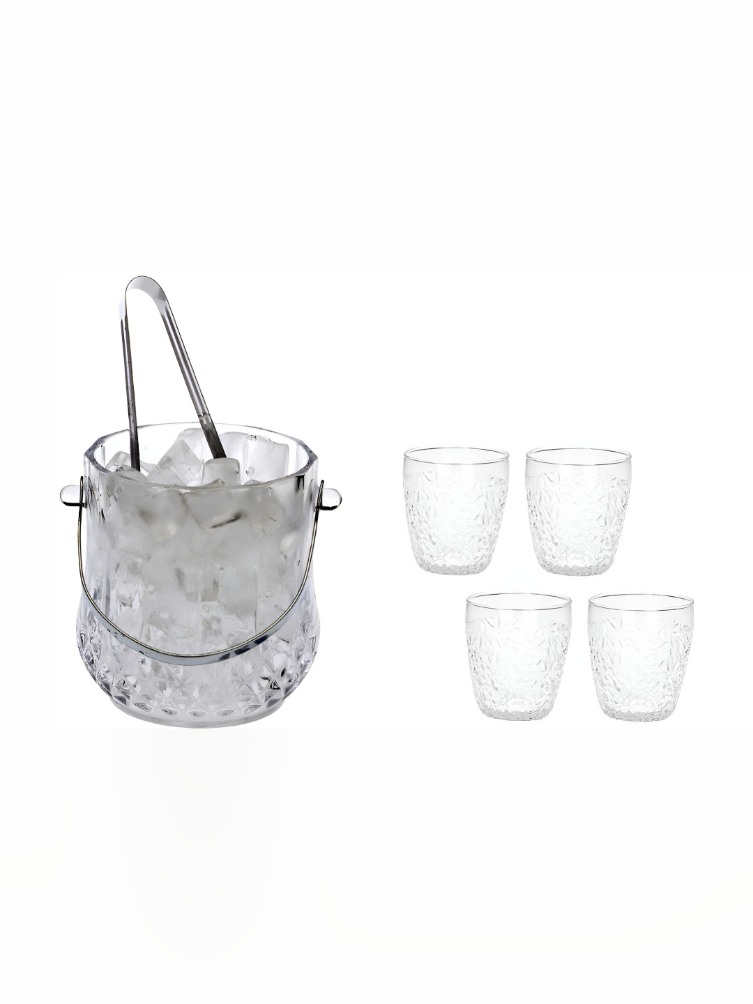 

Afast Transparent 5 Pcs Glass Ice Bucket With Glasses