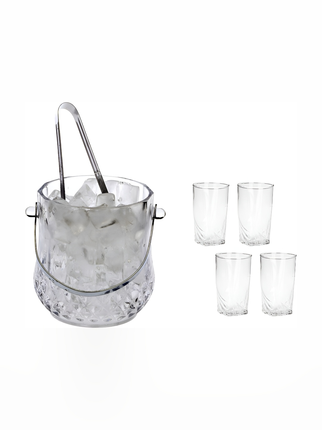 

Afast Transparent 5 Pcs Glass Ice Bucket With Glasses
