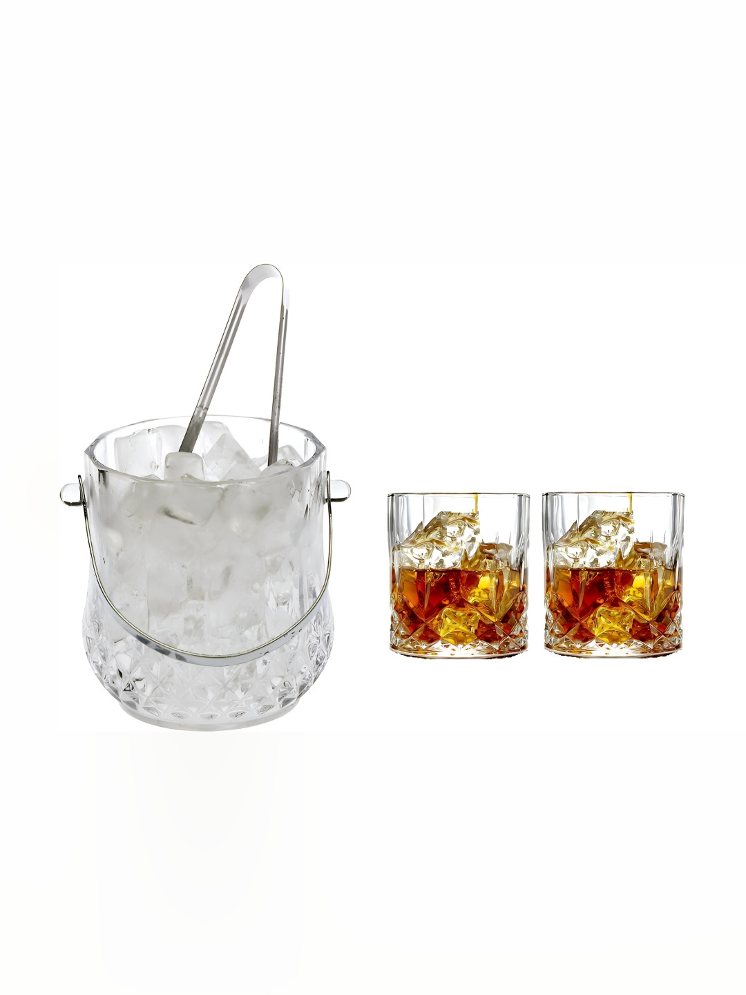 

Afast Transparent 3 Pcs Glass Ice Bucket With Glasses