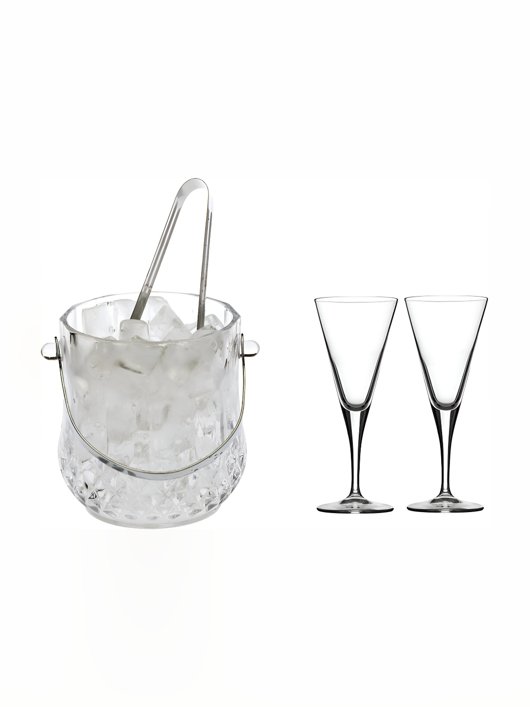 

Afast Transparent 3 Pcs Glass Ice Bucket With Glasses