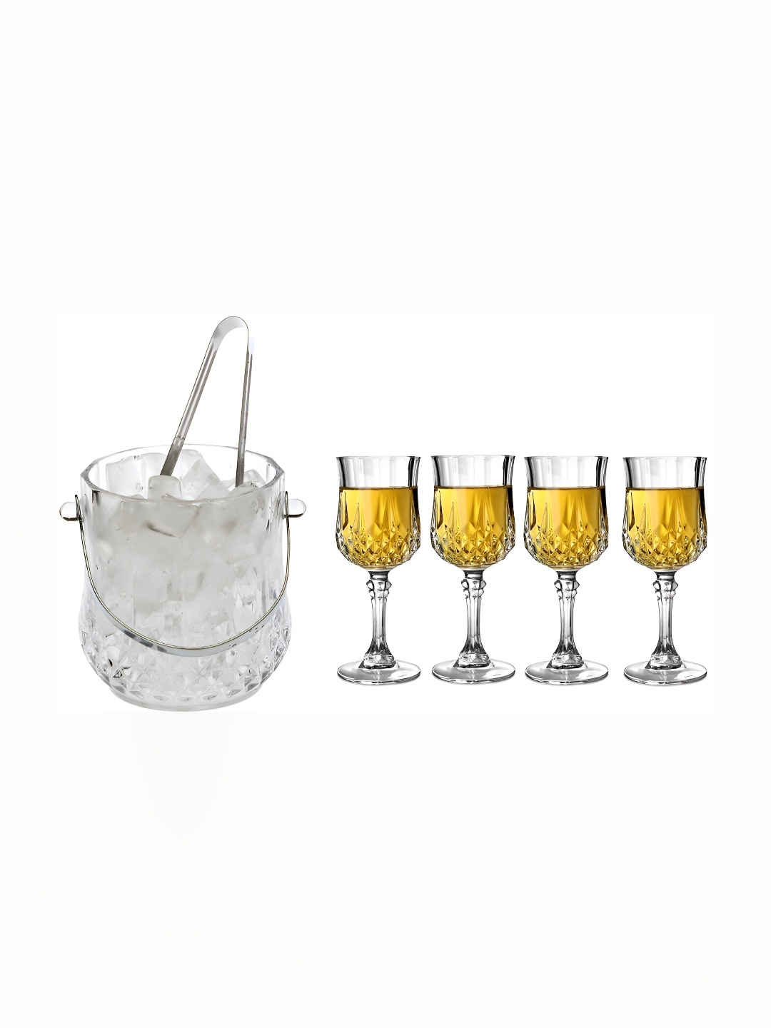 

Afast Transparent 5 Pcs Glass Ice Bucket With Glasses