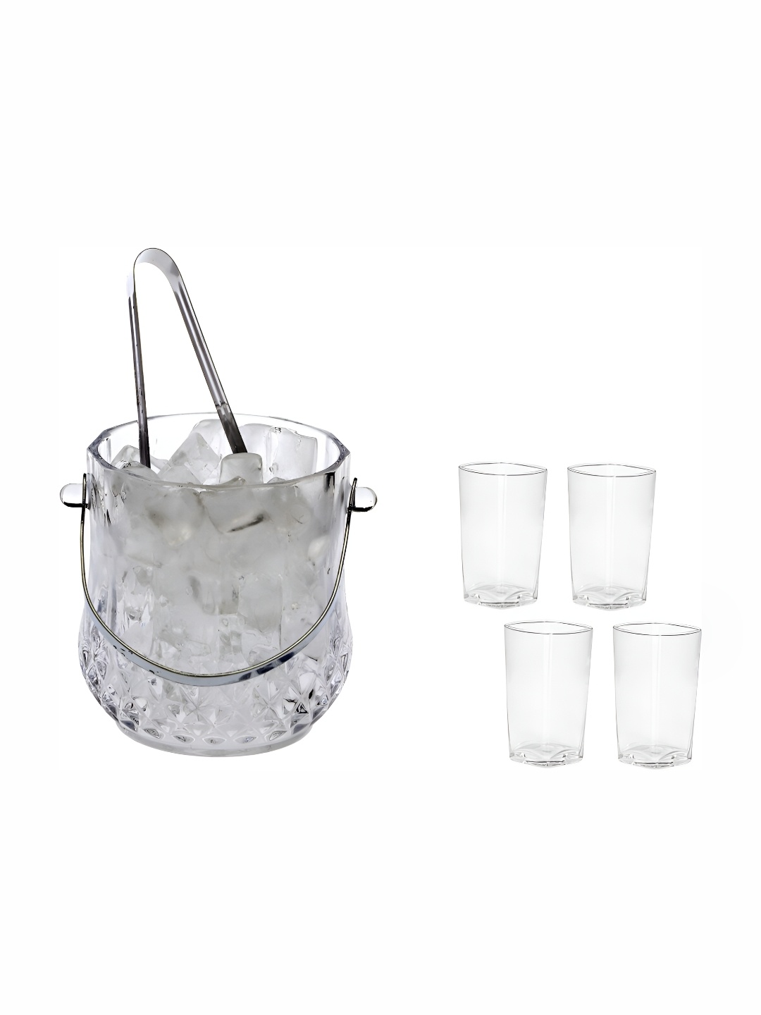 

Afast Transparent 5 Pcs Glass Ice Bucket With Glasses