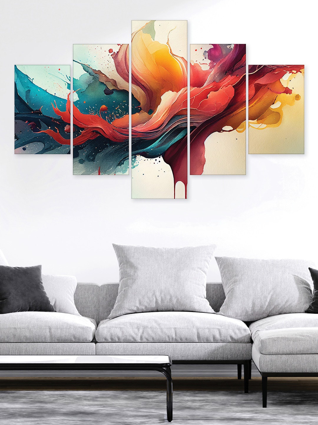 

RANDOM Blue & Red 5 Piece Abstract Painting Wall Arts