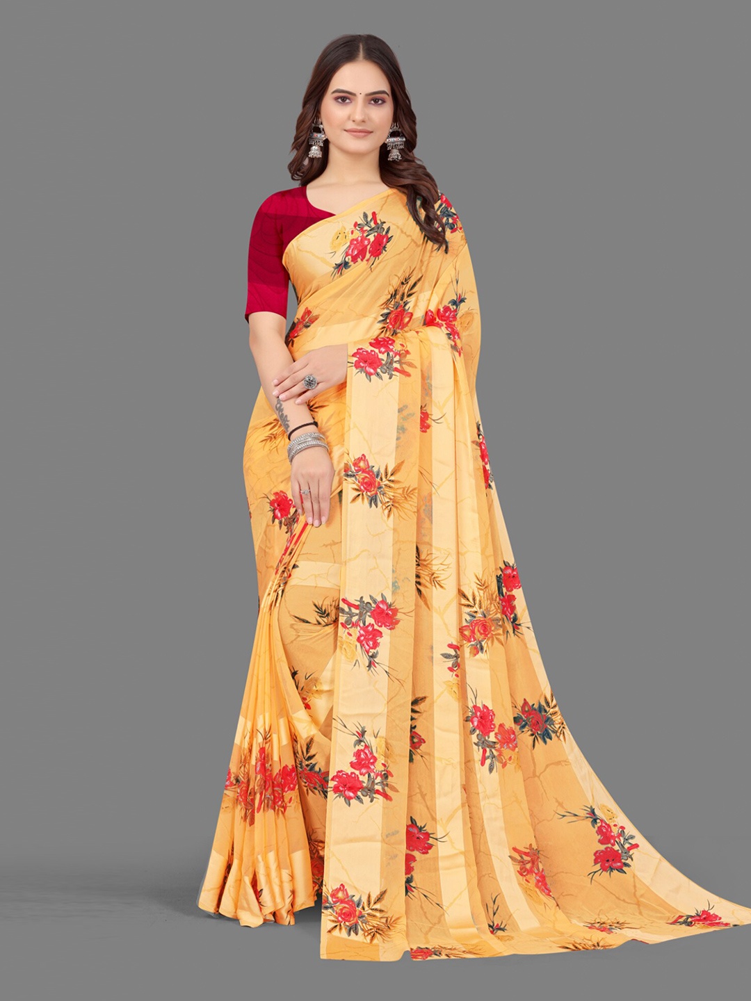 

Sitanjali Floral Printed Saree, Beige