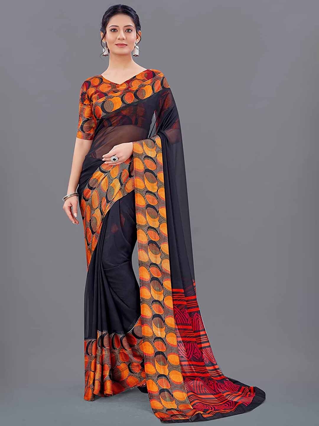 

Sitanjali Pure Georgette Saree, Black