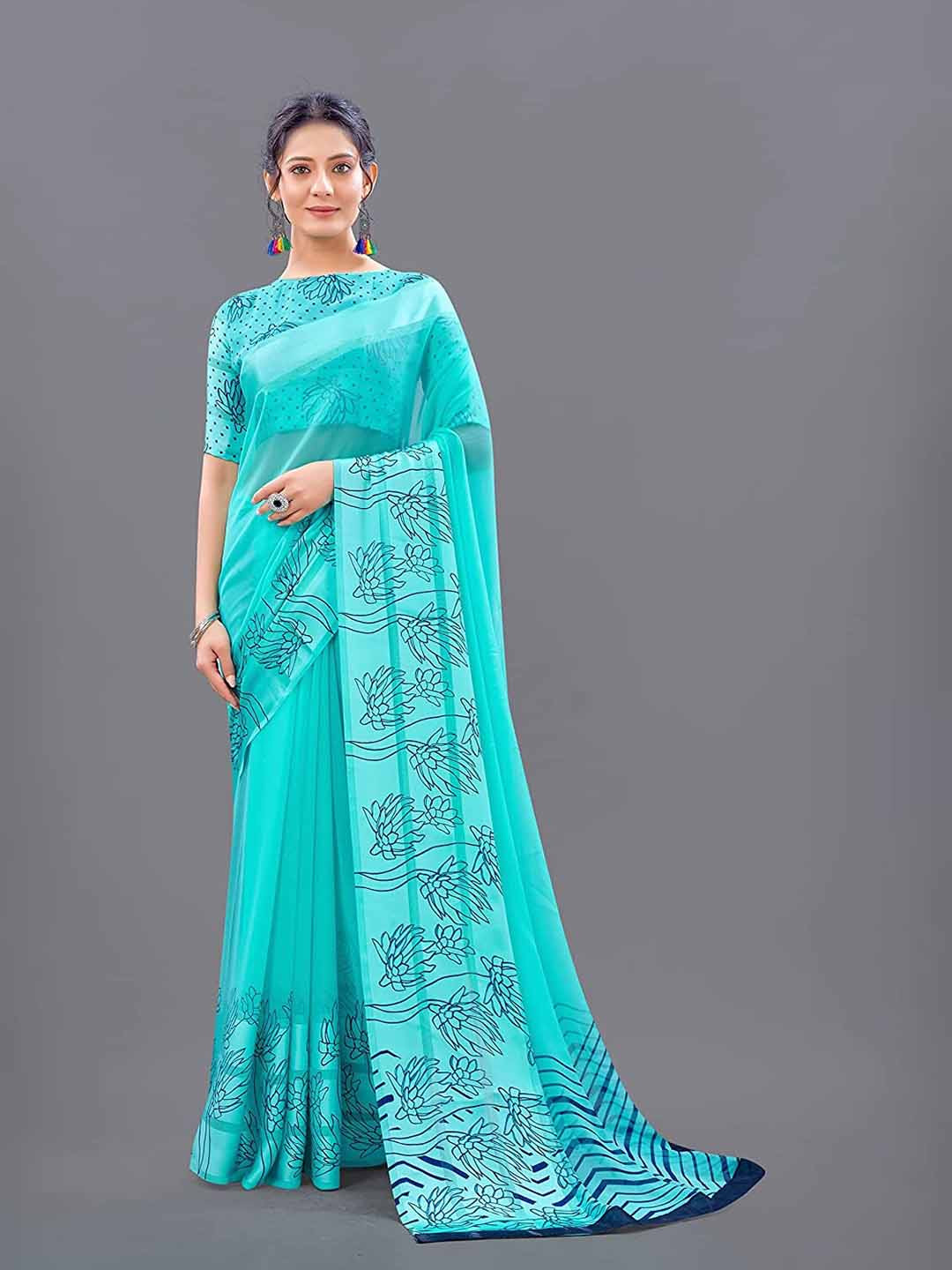 

Sitanjali Floral Printed Saree, Blue